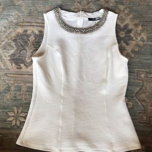 White Beaded Neck Blouse